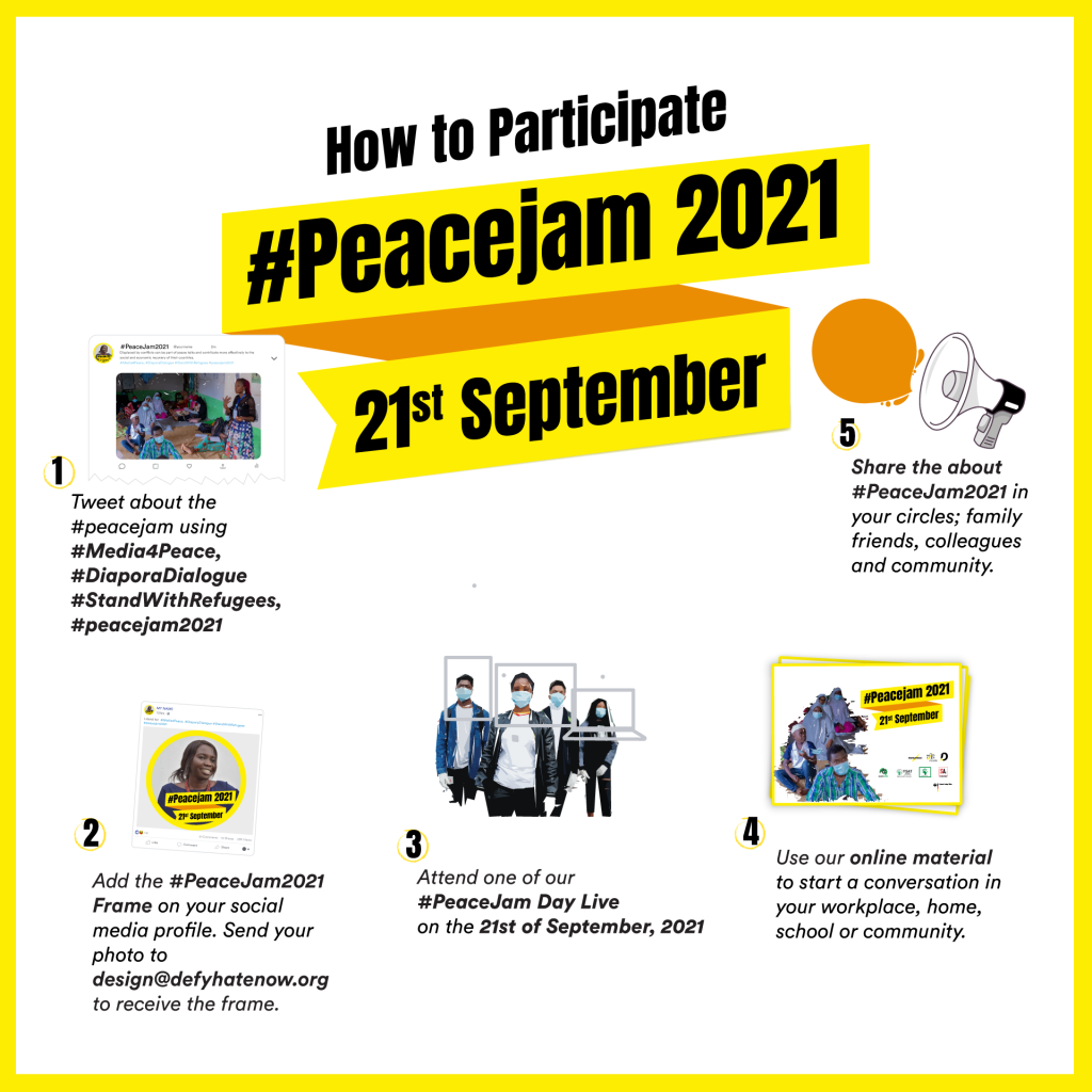 #peacejam2021 poster showing how to participate