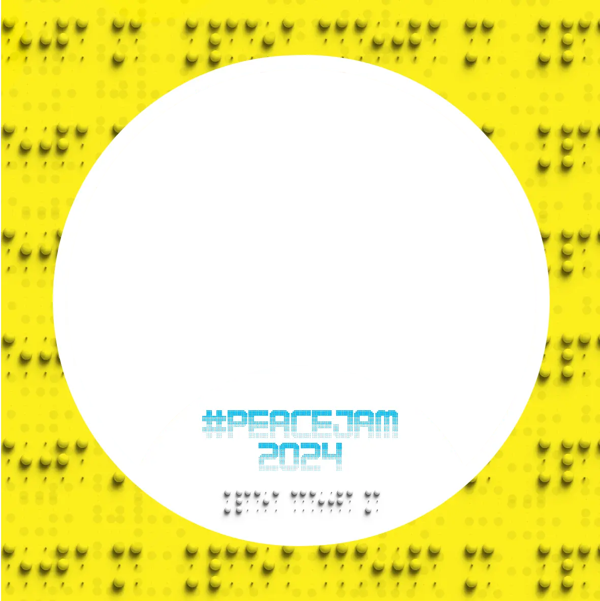 Facebook Frame for peacejam2024 , has a yellow pattern and a circular image space in the middle.