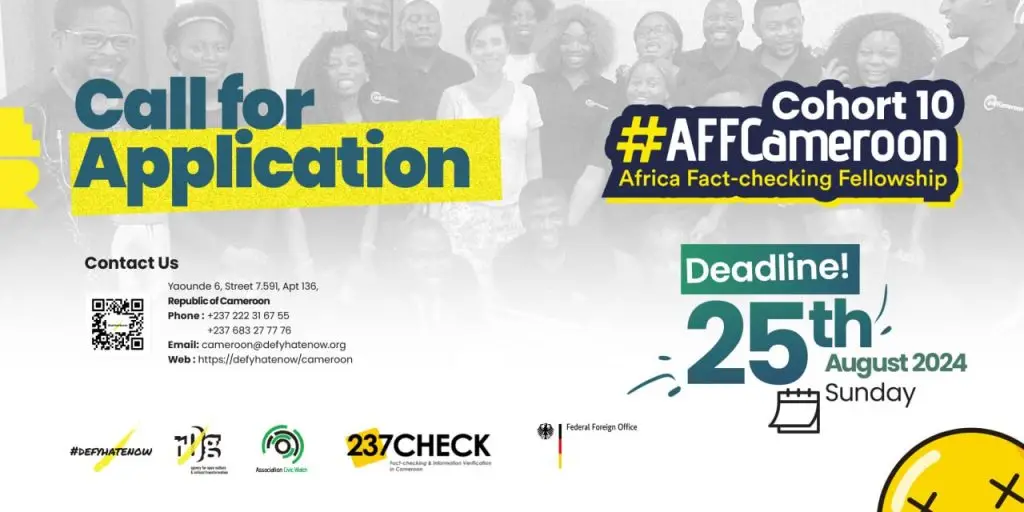 Call for Applications – 10th Cohort, AFFCameroon – Africa Fact Checking Fellowship.